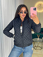Удобная и легкая женская куртка-бомбер (плащевка) 42, чорний