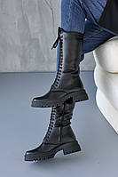 Женские ботинки кожаные зимние черные