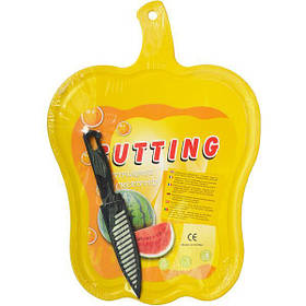 Обробна дошка пластикова з ножем Перець 37х26 см Жовтий
