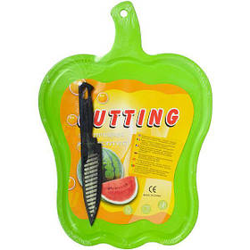 Обробна дошка пластикова з ножем Перець 37х26 см Зелений