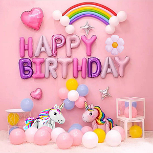 Фотозона з кульок Єдинороги з веселкою