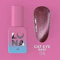 Камуфлирующая база LunaMoon Cat Eye Base №4 с эффектом кошачий глаз, 13 мл