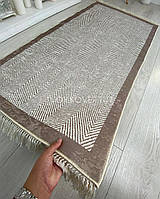Бежевий безворсовий килим / доріжка в класичному дизайні на гумовій основі. Туреччина.