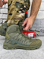 Тактические ботинки всесезонние олива на мембране Берцы армейские на износостойкой подошве с автовузлом 42