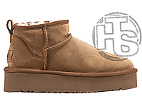 Женские угги UGG Classic Ultra Mini Platform Boot Chestnut Brown 1135092-CHE