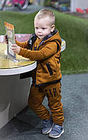Теплый детский костюм тройка Gap с двухсторонней жилеткой ГОРЧИЦА, 122-128