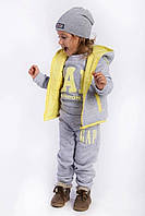 Теплый детский костюм тройка Gap с двухсторонней жилеткой бирюза, 110-116