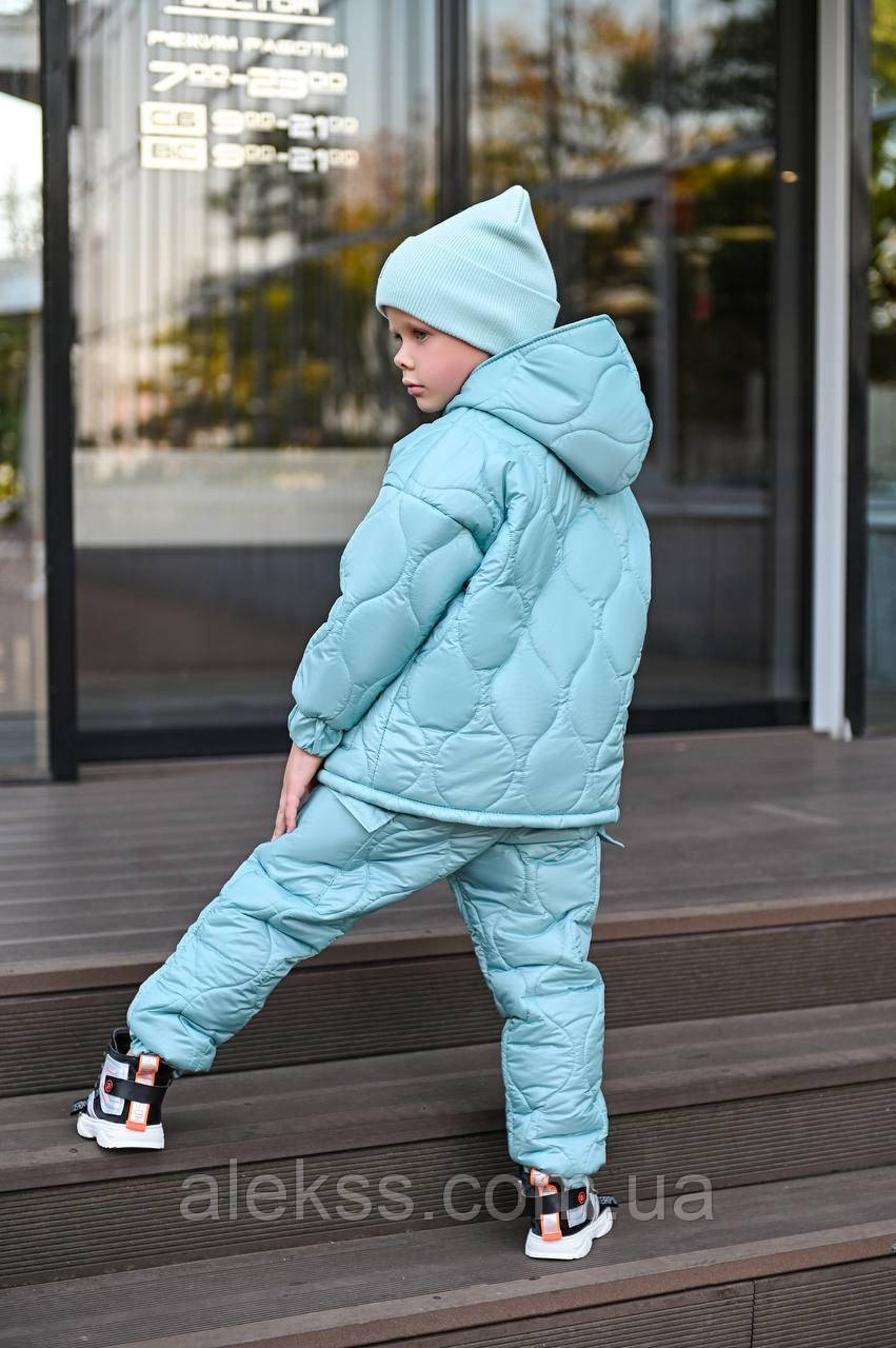 Стильный теплый зимний детский костюм з наповненням холлофайбер - фото 6 - id-p1986150409
