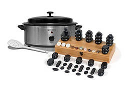 Базальтові масажні камені з нагрівачем 6 л 64 шт Набір каменів для стоун-масажу Масажні камені