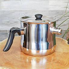 Каструля-молочник Edenberg 1 л з неіржавкої сталі зі свистком і кришкою, фото 2