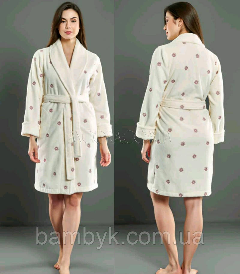 Жіночий Теплий Халат Без Капюшона Nusa Бамбуковий Короткий Легкий Натуральний Туреччина NS-4300