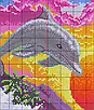 Набір для вишивання за нанесеною на канву схемою "Sun,moon and dolphins". AIDA 14CT printed, 48*48см, фото 6