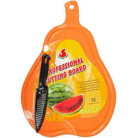 Набір кухонний обробна дошка та ніж Груша 36х25 см Помаранчевий