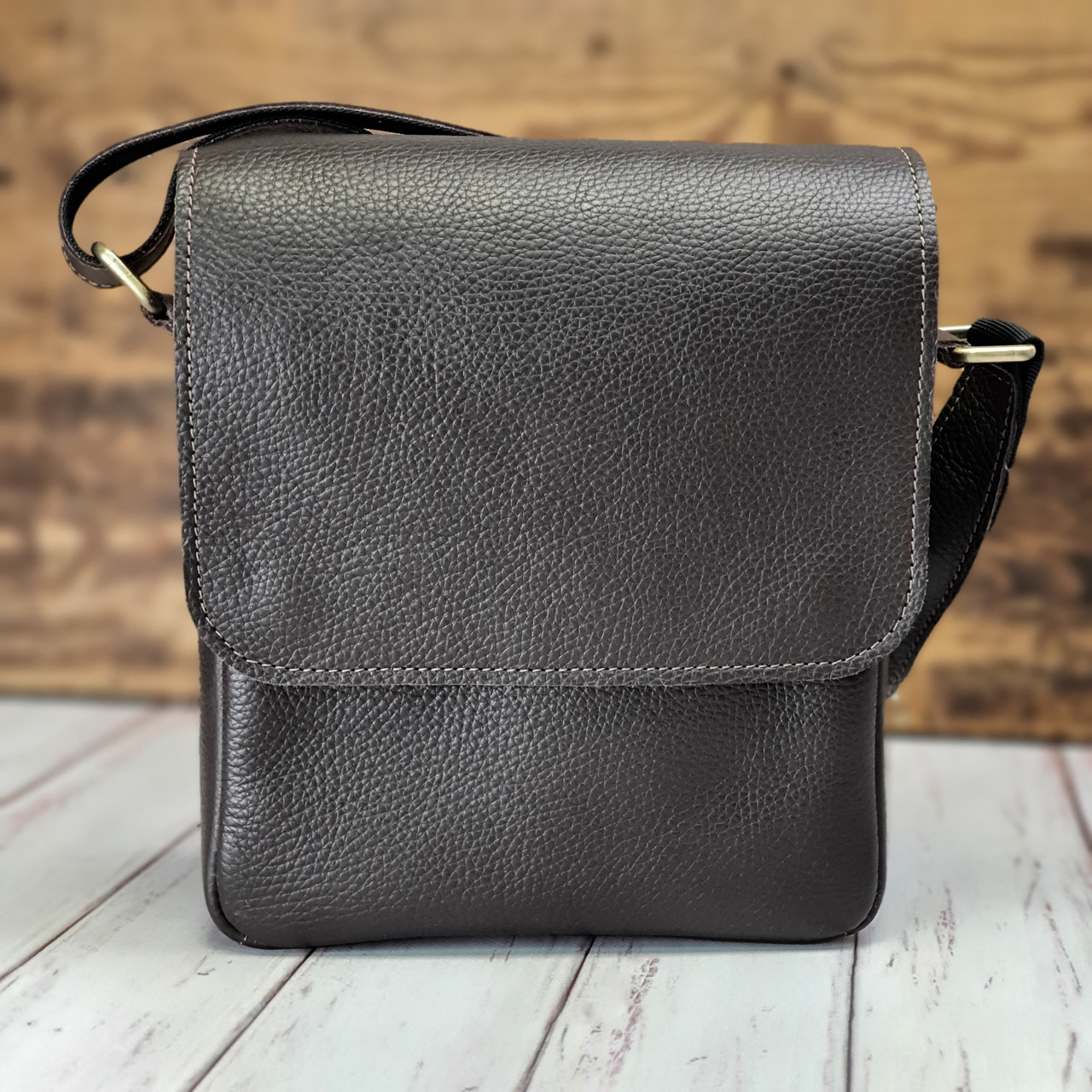 Чоловіча сумка шкіряна GS флотар коричнева, фото 1