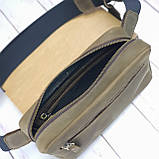 Чоловіча шкіряна сумка-бананка GS оливкова хакі, фото 3