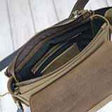 Сумка чоловіча шкіряна GS 2 відділи 23*20*7 см оливка хакі, фото 5