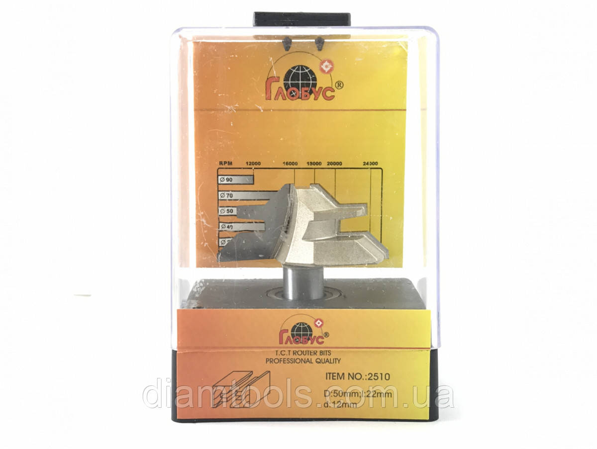 Фреза пазо-шипова для кутового зрощування Глобус 2510 D70 d12 L67 h32, фото 1