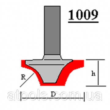 Фреза пазова фасонна Глобус 1009 D18 d8 L47 h12 R6