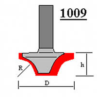 Фреза пазовая фасонная Глобус 1009 D18 d8 L47 h12 R6