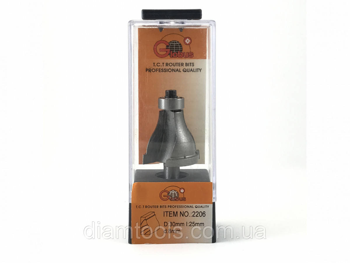 Фреза кромкова фігурна Глобус 2206 D30 d8 L65 h25, фото 1