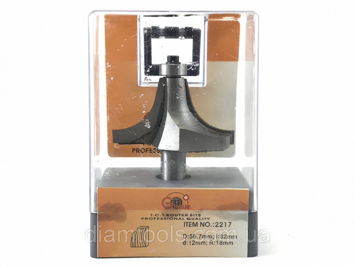 Фреза кромкова фігурна Глобус 2217 D57 d15 L72 h32 R18