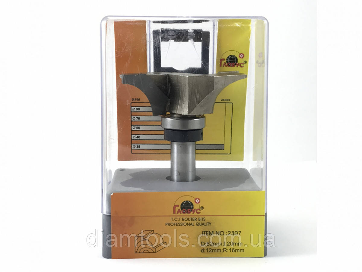 Фреза кромкова калювальна Глобус 2307 D68 d8 L55 h20 R16