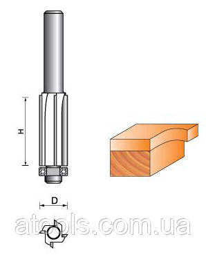 Фреза кромкова пряма Глобус 1020 D16 d8 L75 h40 z4