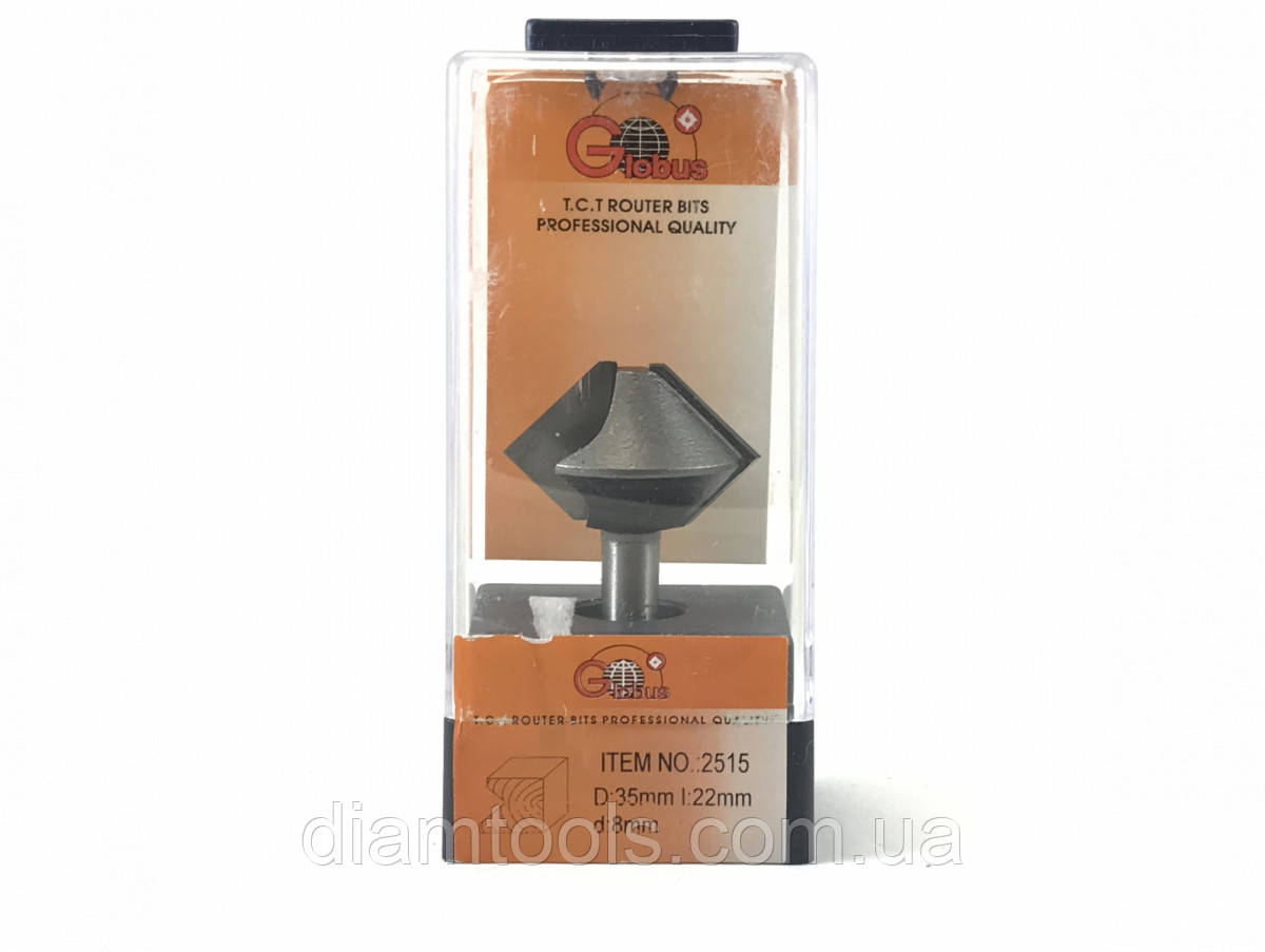 Фреза кромкова конусна Глобус 2515 D35 d8 L57 h22