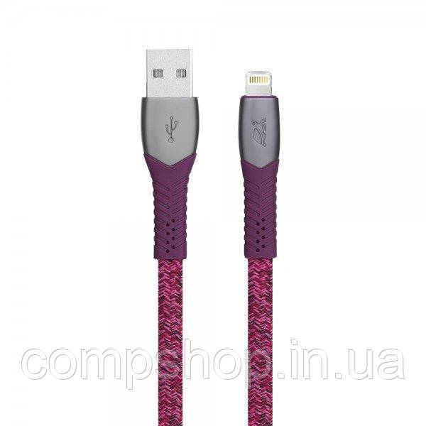 Кабель RIVACASE PS6101 RD12, Type-A/Lighting, тканинне обплетення, 1.2 м, 3 А, 60 Вт, червоний (код 130800)