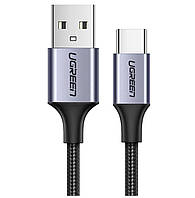 Кабель UGREEN US288 USB-A 2.0 - USB-C никелированный с оплеткой 1m, цвет черный (UGR-60126)