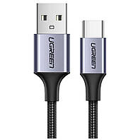 Кабель UGREEN US288 USB-A 2.0 - USB-C никелированный с оплеткой 2m, цвет черный (UGR-60128)