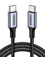 Кабель UGREEN US316 USB-C - USB-C 2.0 Cable 100W алюминиевые коннекторы, плетеный 1.5m, цвет серый (UGR-70428)