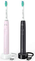 Philips Щетка зубная электр. Sonicare 3100 series набор, 31т. колеб/мин, насадок-1, 2 шт в наборе, розовый,