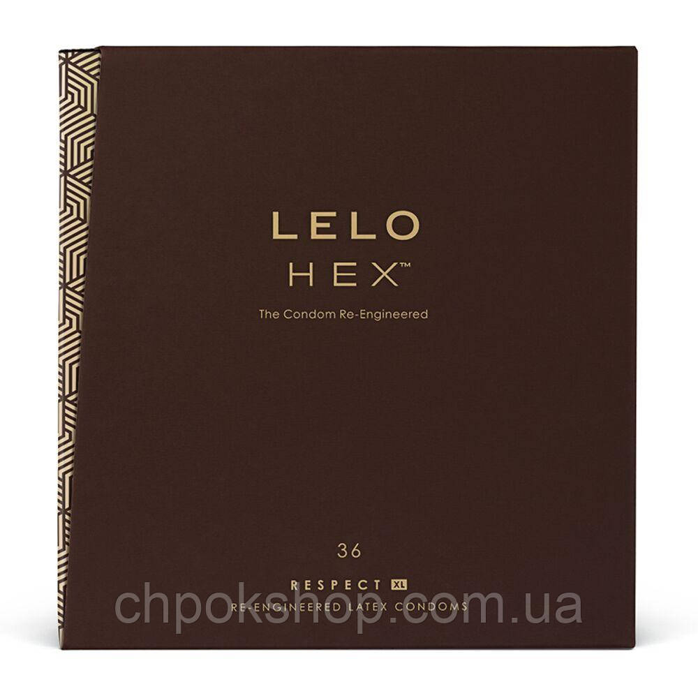 Презервативи LELO HEX Condoms Respect XL 36 Pack, тонкі та суперміцні, збільшений розмір