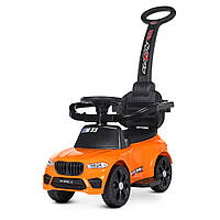 Детский электромобиль каталка-толокар 2 в 1 с сигналом на руле BMW X5 Bambi M 4848L-7 Оранжевый