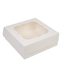 Коробка для десертів з фігурним вікном 200х200х60, Bh біла