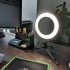 Кільцева світлодіодна лампа Ring Fill Light QX-160 + металевий штатив, фото 4
