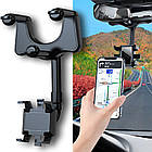 Тримач для телефону в машину на дзеркало заднього виду / Автомобільний утримувач смартфона з поворотом на 360, фото 8