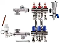Коллектор для теплого пола на 3 выхода (в сборе без насоса)