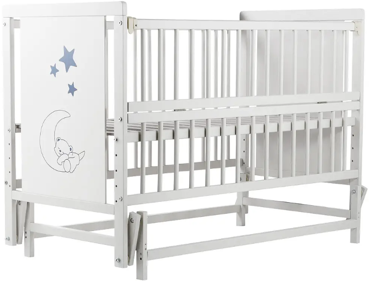 Ліжечко Дубок Ведмедик з маятником без ящика 9800-DVO-01, білий, фото 1