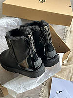 Женские ботинки UGG Mini ZIP Black угги зимние