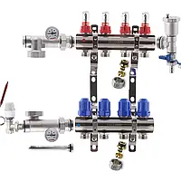 Коллектор для теплого пола  на 4 контура (в сборе без насоса)