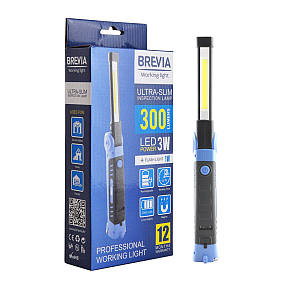 Ліхтар інспекційний Brevia LED Ultra-slim 3W COB+1W LED 300lm, 2000mAh, microUSB (11360)