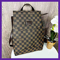 Женский рюкзак сумка трансформер по Луи Витон коричневый, рюкзачок городской для девушек
