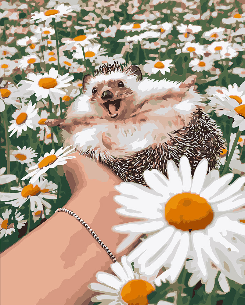 Картина за номерами Тварини Origami Їжачок у квітах LW 3086 40*50, фото 1