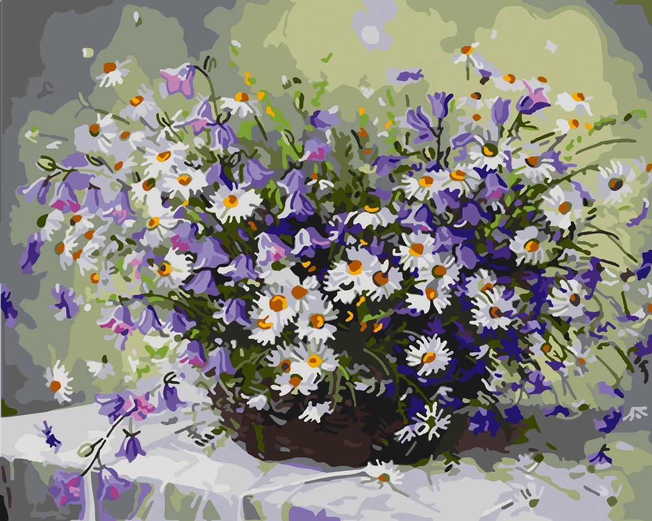 Картина за номерами Квіти. Букет ромашок 40*50 см Оригамі LW 31500, фото 1