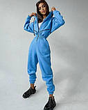 Теплий жіночий комбінезон з капюшоном, фото 3