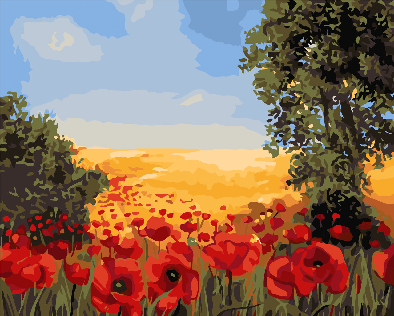 Картина за номерами Origami Пейзаж Українські сюжети Польові маки LW 3131 40*50, фото 1