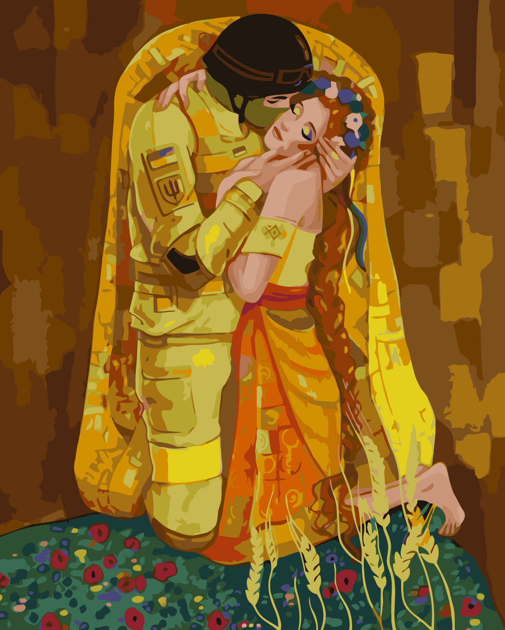 Картина по номерам Origami Патриотическая Український поцілунок ©dragonfly_kc LW 3159 40*50, фото 1