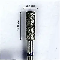 Фреза насадка алмазная ЦИЛИНДР 3,3/10 мм (DFA China) средний алмаз (синее кольцо) MA33